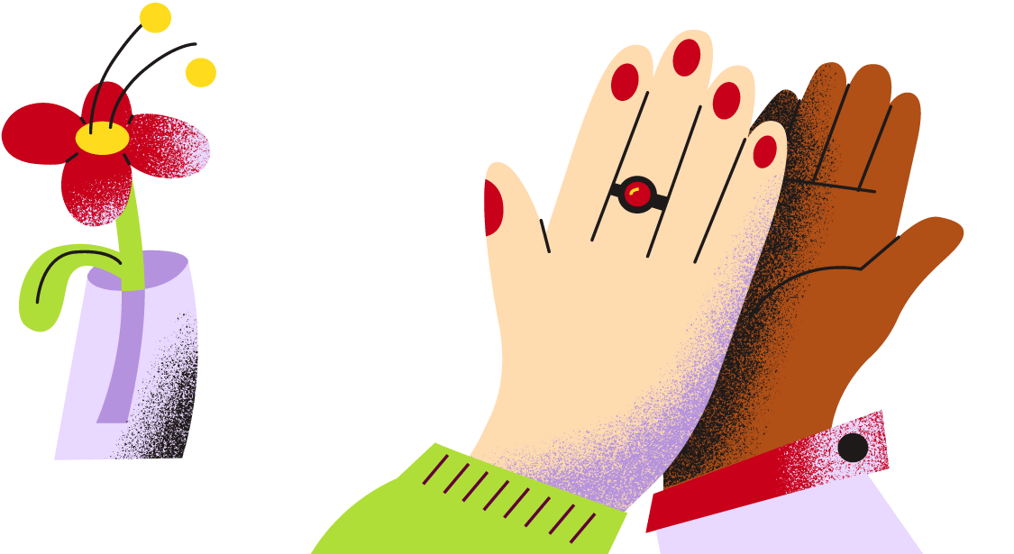 Two palms giving a high-five